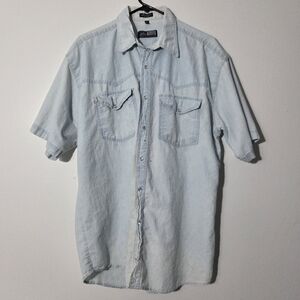 Men's Large Faded Pearl Snap Shirt